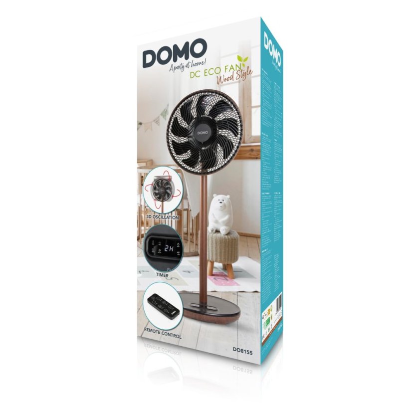 Stojanový ventilátor s 3D osciláciou - Wood Style - DOMO DO8155