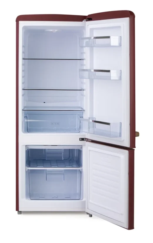 Retro lednice s mrazákem dole - matná vínová - DOMO DO91714R