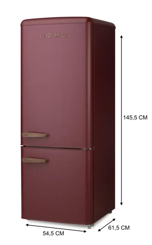 Retro lednice s mrazákem dole - matná vínová - DOMO DO91714R