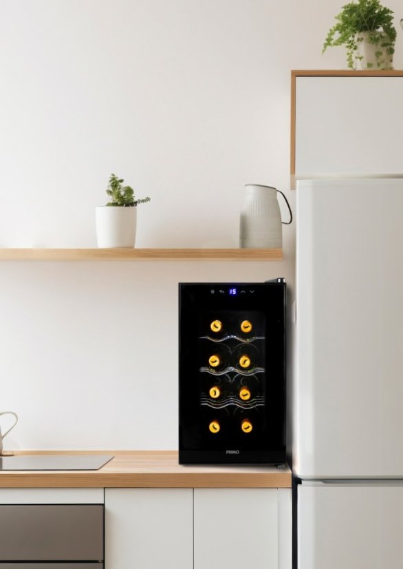 Domáca vinotéka na 8 fliaš - čierna - PRIMO PR169WK