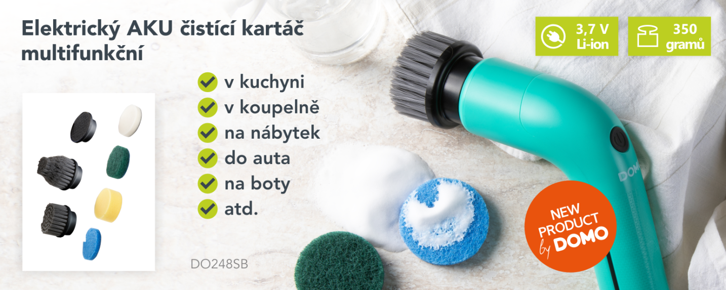 Elektrický AKU čistící kartáč - multifunkční - DOMO DO248SB