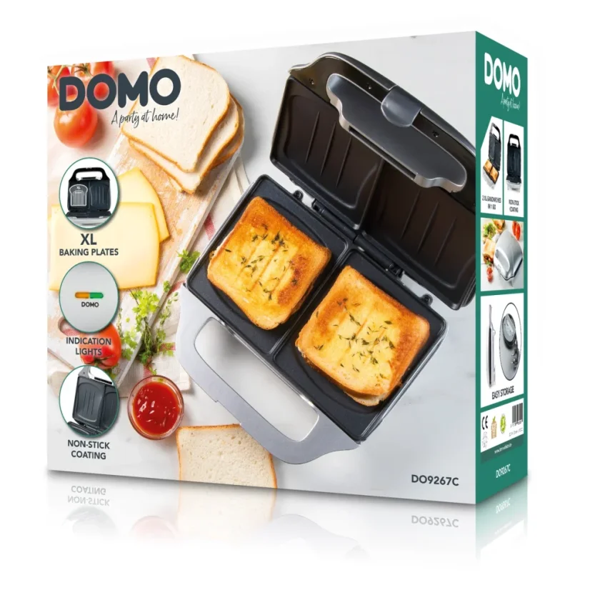 Sendvičovač na 2 XL sendviče - stříbrný - DOMO DO9267C