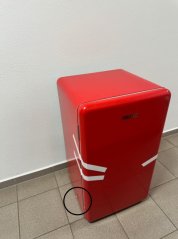 Retro lednice s mrazící přihrádkou-červená - Outlet -PRIMO- PR152RKR/B