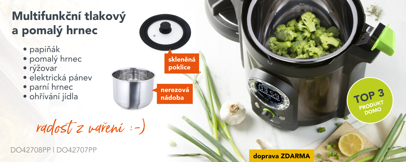 Multifunkční tlakový a pomalý hrnec - DOMO DO42708PP a DO42707PP, radost z vaření