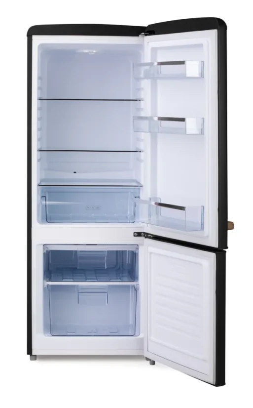 Retro lednice s mrazákem dole - matná černá - DOMO DO91713R