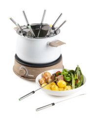 Fondue - bílý - dřevěný vzhled - DOMO DO736F