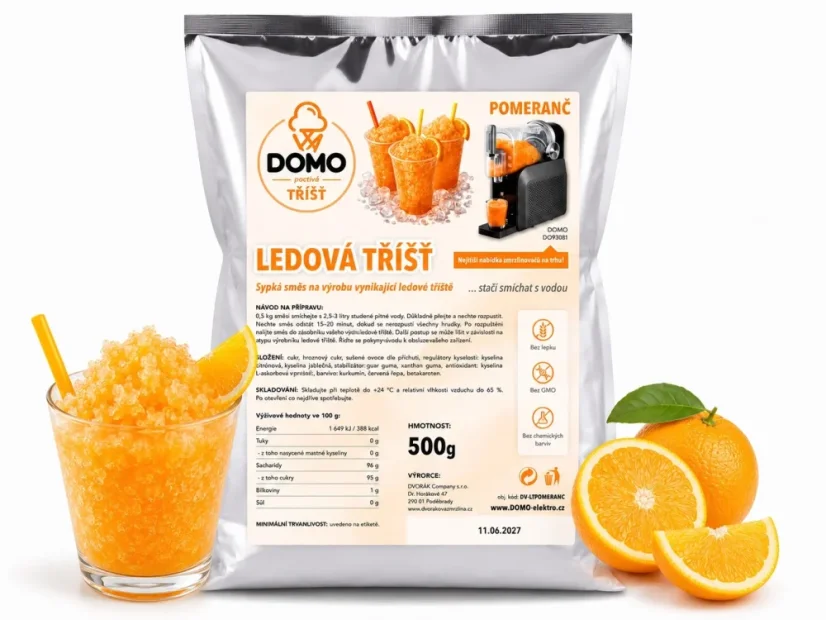 Směs na výrobu ledové tříště s pomerančovou příchutí - DV-LTPOMERANC