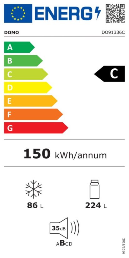 Lednice kombinovaná s mrazákem dole - Outlet - DOMO - DO91336C/B1