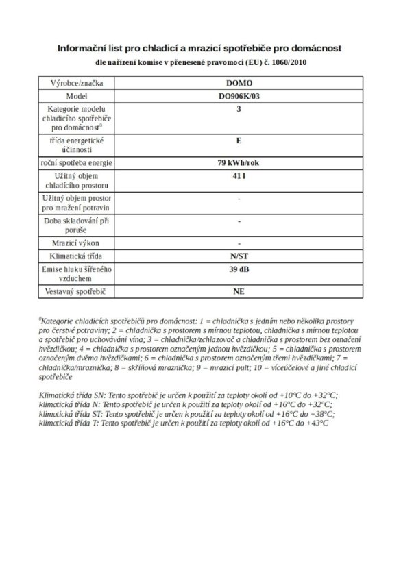 Mini chladnička s mraziacou priehradkou - biela - DOMO DO906K/03