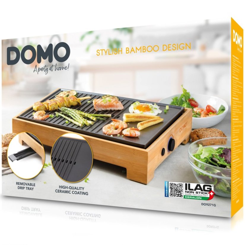 Stolný elektrický gril Plancha - Bamboo Style - DOMO DO9271G