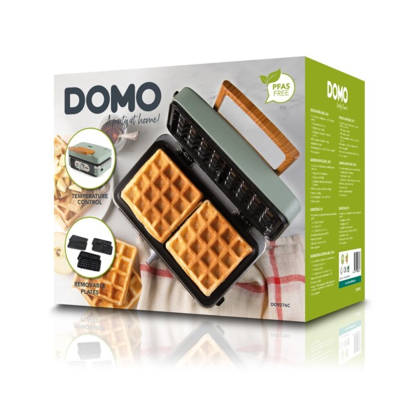 Sendvičovač - Gril - Vaflovač - 3v1 - zelený - DOMO DO9276C