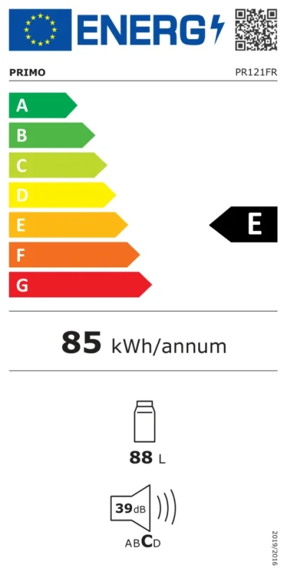 Lednice bez mrazáku - černá - PRIMO PR121FR
