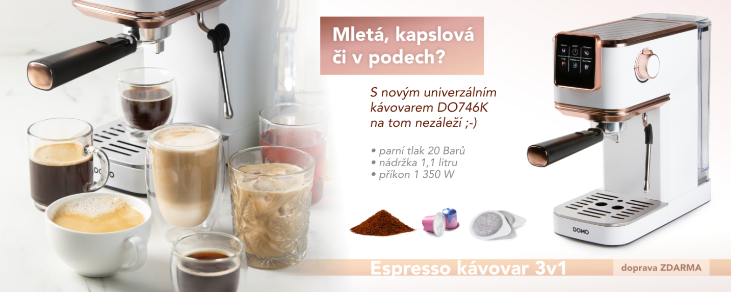 Mletá, kapslová či v podech? S novým univerzálním kávovarem DO746K na tom nezáleží ;-), Espresso kávovar 3v1