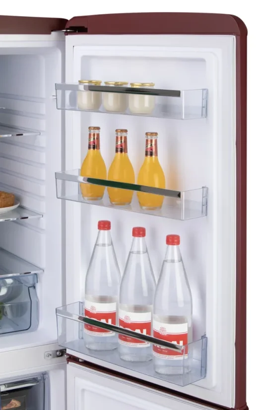 Retro lednice s mrazákem dole - matná vínová - DOMO DO91714R