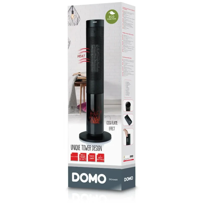 Teplovzdušný ventilátor s imitací ohně -  DOMO DO7345H