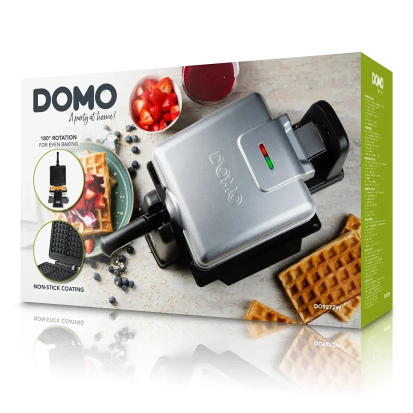 Vaflovač rotační ruční 4x7 - stříbrný - DOMO DO9272W